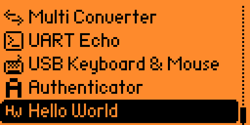 Запуск приложения Hello World из меню Flipper Zero